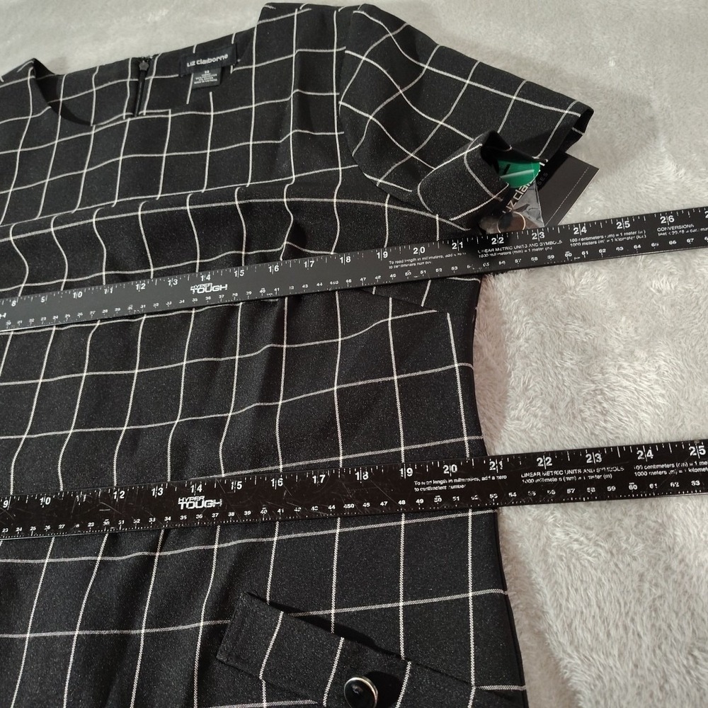 Liz Claiborne Dress Ladies 14 Black/White Check Sheath Dinner Work Church Party - Picture 5 of 10